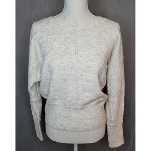 William Rast Women's S Oatmeal Grey Back V Neck Sweater Polka Dot Alpaca